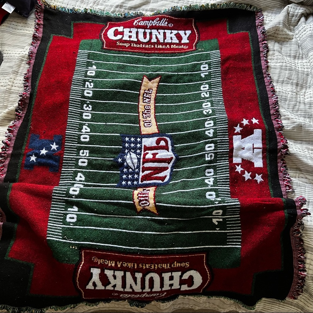 Campbells Chunky Super Bowl XL decorative blanket gridiron NFL AFC NFC - Picture 5 of 5